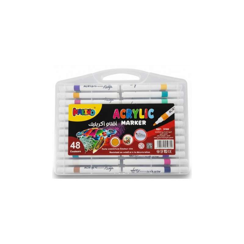 RAYART - Boite de 48 Marqueurs Acrylique - Kalino - Tunisie Meilleur Prix (Beaux-Arts, Graphique, Peinture, Acrylique, Huile, Aq