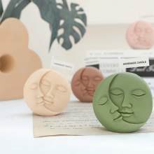 🌙 Moule à Bougie en Silicone – Visage Lune Design Artistique 4PCs