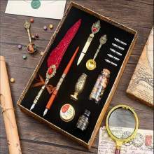 Coffret Stylo à Plume Style Européen + Encre + Sceau de Laque – 13 Pièces