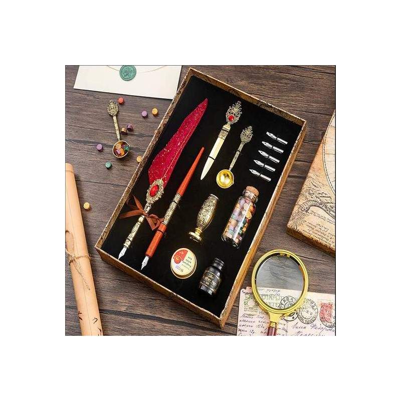 RAYART - Coffret Stylo à Plume Style Européen + Encre + Sceau de Laque – 13 Pièces - Tunisie Meilleur Prix (Beaux-Arts, Graphiqu