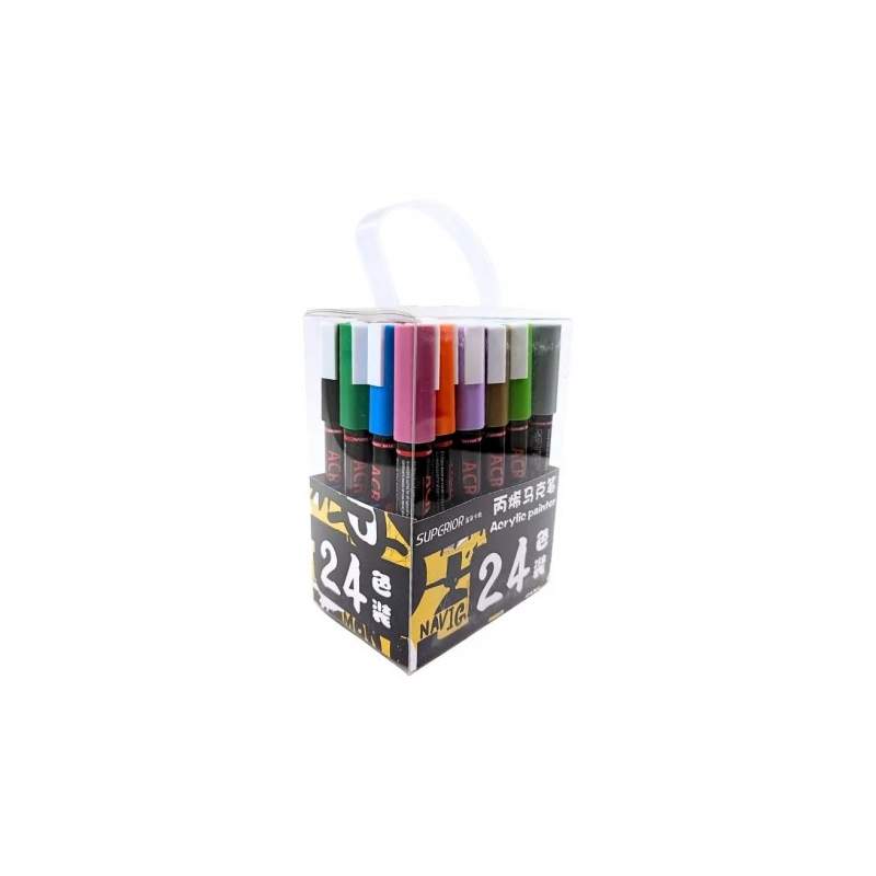 RAYART - Boîte 24 Marqueurs Acryliques SUPERIOR – Couleurs Intenses Rayart - Tunisie Meilleur Prix (Beaux-Arts, Graphique, Peint