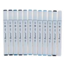 Box de 12 Marqueurs Alcool Double Pointe – Nuances de Gris | Superior