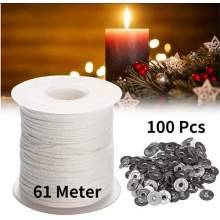 🕯️ Bobine de Mèche en Coton pour Bougie – 61 m + 100 Socles