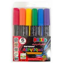 Boîte de 6 Marqueurs de Peinture Acrylique Kalino – Couleurs Vives