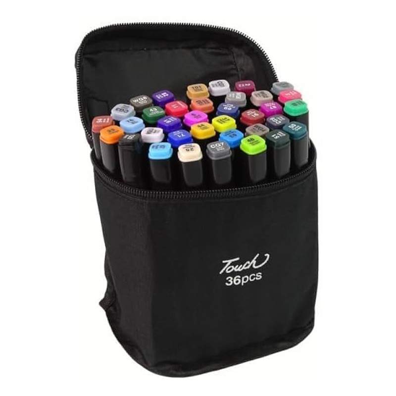 RAYART - Trousse de 36 Feutres Marqueurs Double Pointe - Style "Touch" - Tunisie Meilleur Prix (Beaux-Arts, Graphique, Peinture,