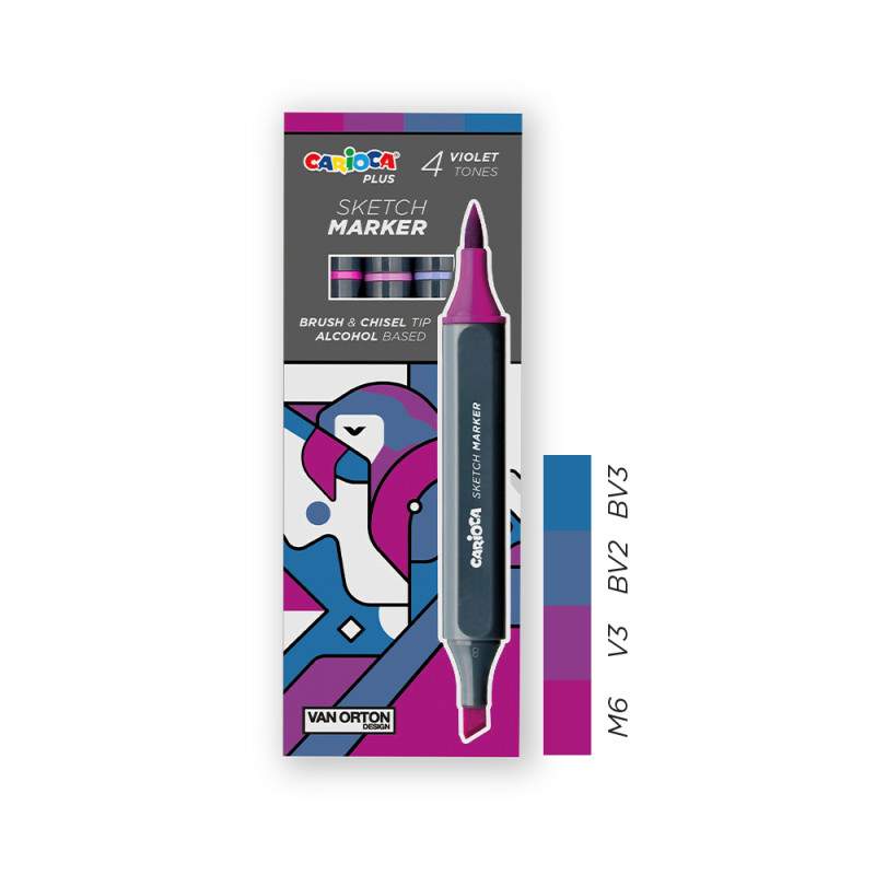 RAYART - Set 4 Marqueurs Double Pointe Alcool Carioca Plus - Tons Violets - Tunisie Meilleur Prix (Beaux-Arts, Graphique, Peintu