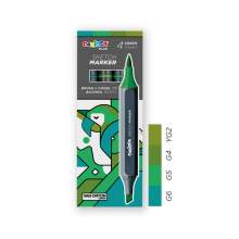 RAYART - Set 4 Marqueurs Double Pointe Alcool Carioca Plus - Tons Verts - Tunisie Meilleur Prix (Beaux-Arts, Graphique, Peinture