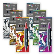 RAYART - Set 4 Marqueurs Double Pointe Alcool Carioca Plus - Tons Gris - Tunisie Meilleur Prix (Beaux-Arts, Graphique, Peinture,