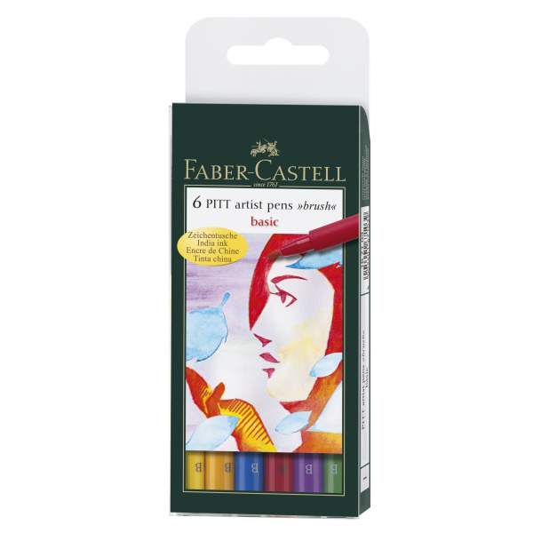 RAYART - Pochette De 6 Feutres Pitt Artist Pen Brush ton Basic - Faber Castell - Tunisie Meilleur Prix (Beaux-Arts, Graphique, P