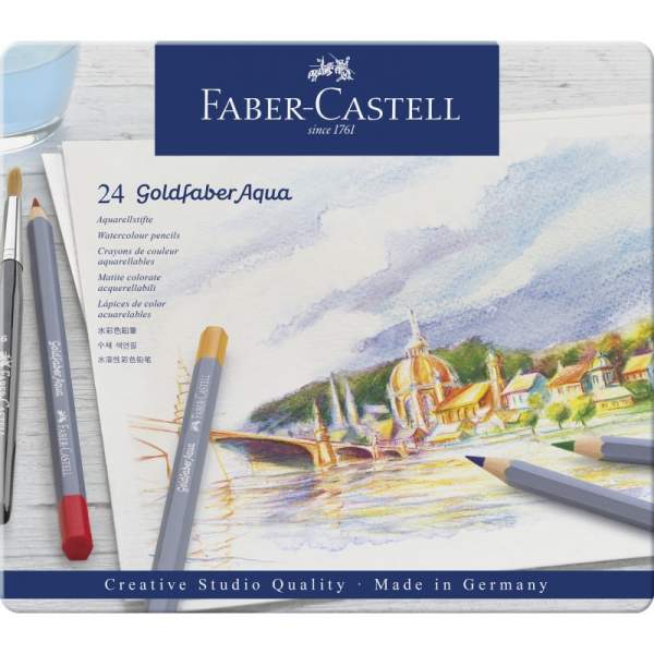 RAYART - Boîte métal – 24 Crayons aquarelle Goldfaber Aqua – Faber-Castell - Tunisie Meilleur Prix (Beaux-Arts, Graphique, Peint