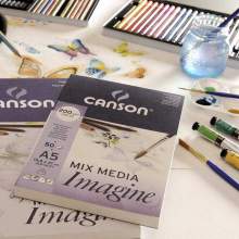 RAYART - Bloc de 50 feuilles de papier dessin IMAGINE Mix Media 200g A5 - Canson Tunisie