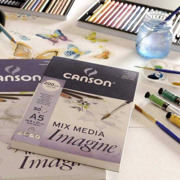 RAYART - Bloc de 50 feuilles de papier dessin IMAGINE Mix Media 200g A4 - Canson - Tunisie