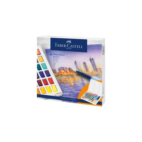 RAYART - Aquarelles en godets, boîte de 48 Faber Castell - Tunisie Meilleur Prix (Beaux-Arts, Graphique, Peinture, Acrylique, Hu