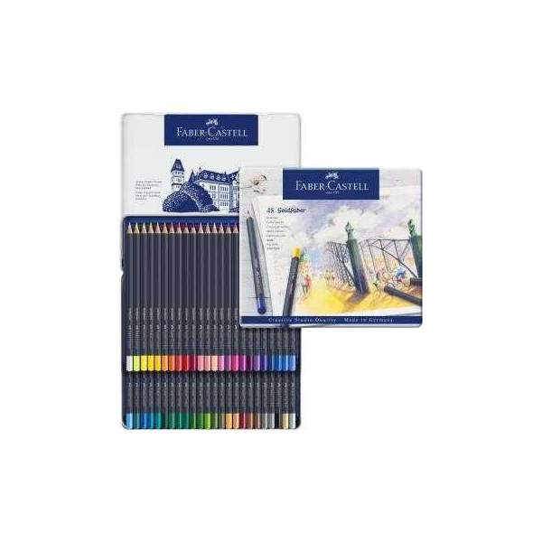 Crayon Aquarelle Goldfaber Aqua 143 Bleu Cobalt - Mine Pigmentée 3,3 Mm Soluble à L’eau - Résistant à La Lumière Et Incassable - 6