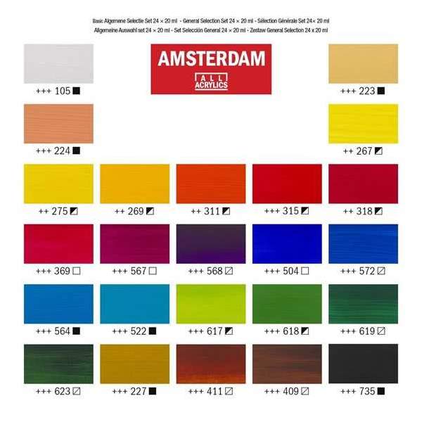RAYART - Set d’acryliques série Standard 24 x 20 ml Amsterdam Tunisie