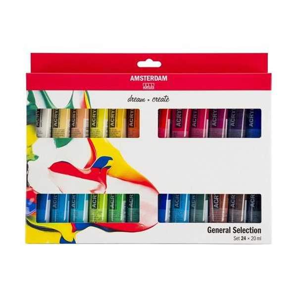 RAYART - Set d’acryliques série Standard 24 x 20 ml Amsterdam - Tunisie Meilleur Prix (Beaux-Arts, Graphique, Peinture, Acryliqu