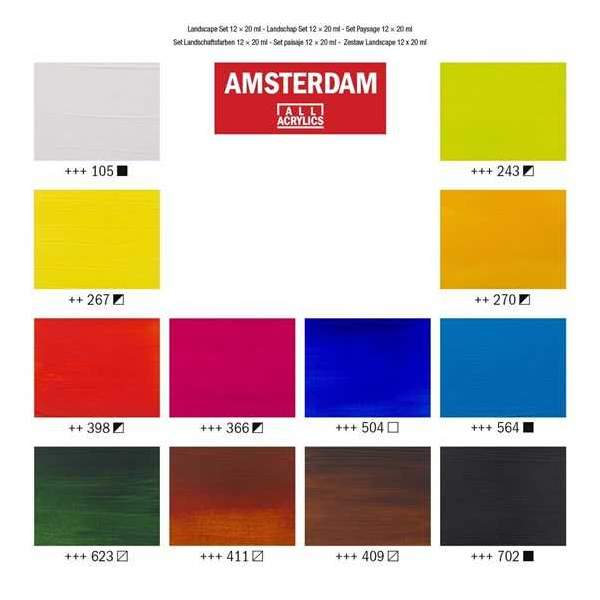 RAYART - Set d’acryliques série Standard 12 x 20 ml Amsterdam Tunisie