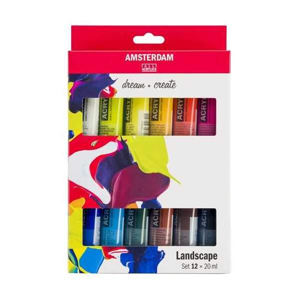 RAYART - Set d’acryliques série Standard 12 x 20 ml Amsterdam - Tunisie Meilleur Prix (Beaux-Arts, Graphique, Peinture, Acryliqu