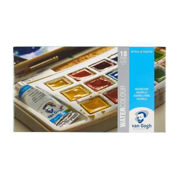 RAYART - Ensemble aquarelle Van Gogh – 18 godets + 2 tubes de 10 ml - Tunisie Meilleur Prix (Beaux-Arts, Graphique, Peinture, Ac