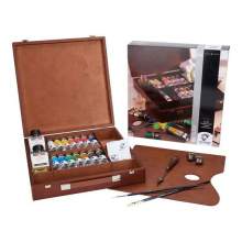 RAYART - Coffret Inspiration couleurs à l'huile dans une boîte en bois, avec 14 couleurs en tubes de 40 ml + accessoires. VAN GO