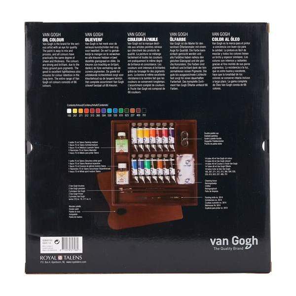 RAYART - Ensemble Inspiration couleurs à l'huile dans une boîte en bois, avec 14 couleurs en tubes de 40 ml + accessoires. VAN G