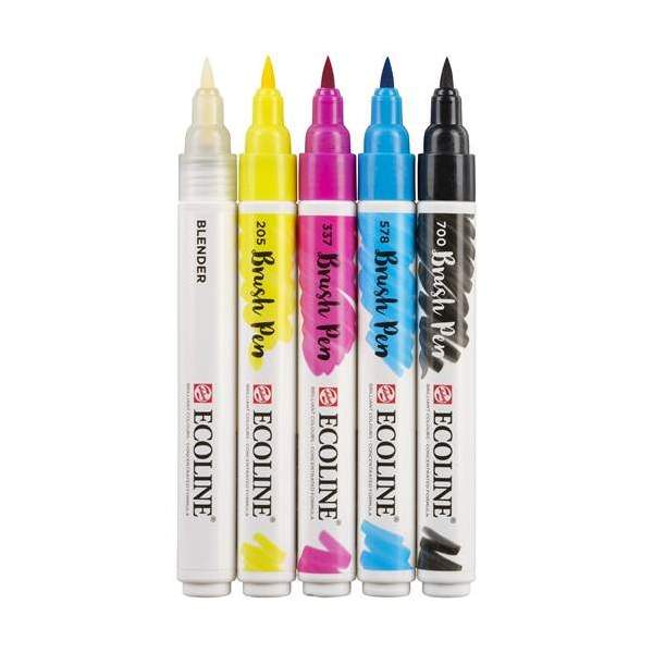 RayArt Set feutre aquarelle avec 5 Brush Pens Primaire Ecoline
