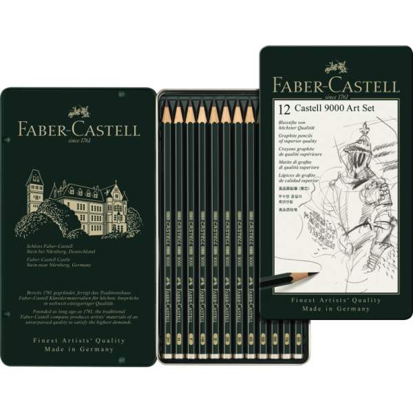 RAYART - Faber-Castell – Art Set 12 Crayons Graphite Castell 9000 - Tunisie Meilleur Prix (Beaux-Arts, Graphique, Peinture, Acry