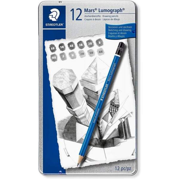 RAYART - Boîte métal de 12 crayons assortis Lumograph Graphite - Staedtler - Tunisie Meilleur Prix (Beaux-Arts, Graphique, Peint