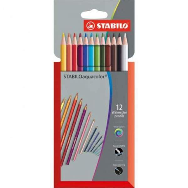 RAYART - Crayon de couleur aquarellable 12 pièces Stabilo Aquacolor - Tunisie