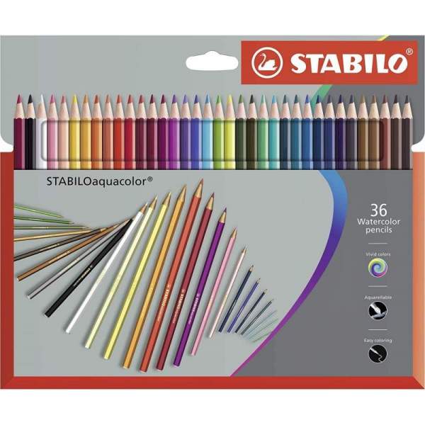 RAYART - Crayon de couleur de 36 Aquarellable Assorties - Stabilo - Tunisie Meilleur Prix (Beaux-Arts, Graphique, Peinture, Acry