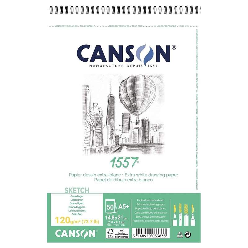 RAYART - Album spiralé Canson 1557 – Papier à dessin – A5+ – 120 g/m² - Tunisie Meilleur Prix (Beaux-Arts, Graphique, Peinture, 