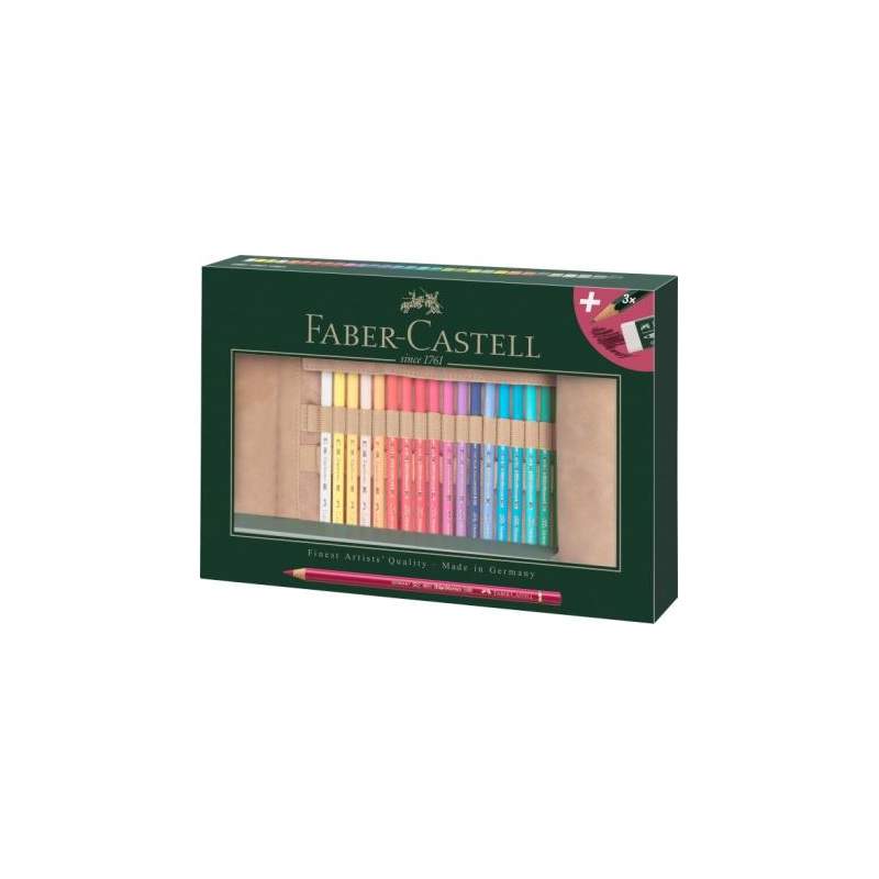 RAYART - Crayons de Couleur Polychromos – Trousse en Cuir 30 Crayons + Accessoires – Faber-Castell - Tunisie Meilleur Prix (Beau