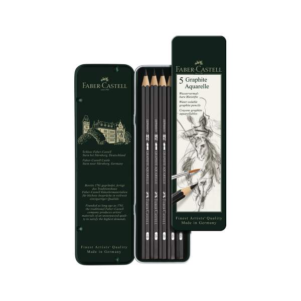 RAYART - Crayon aquarelle graphite boîte de 5 - Faber Castell - Tunisie Meilleur Prix (Beaux-Arts, Graphique, Peinture, Acryliqu