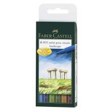 Pochette 6 Feutres Pitt Artist Brush tons paysage - Faber Castell