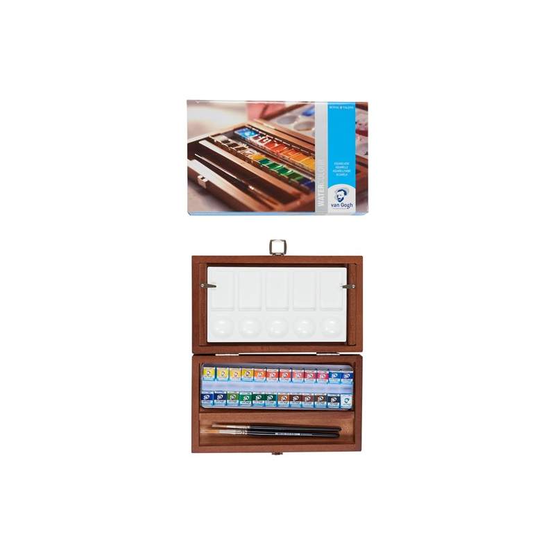 RAYART - Coffret en bois Aquarelle Van Gogh – 24 couleurs + 3 accessoires - Tunisie Meilleur Prix (Beaux-Arts, Graphique, Peintu