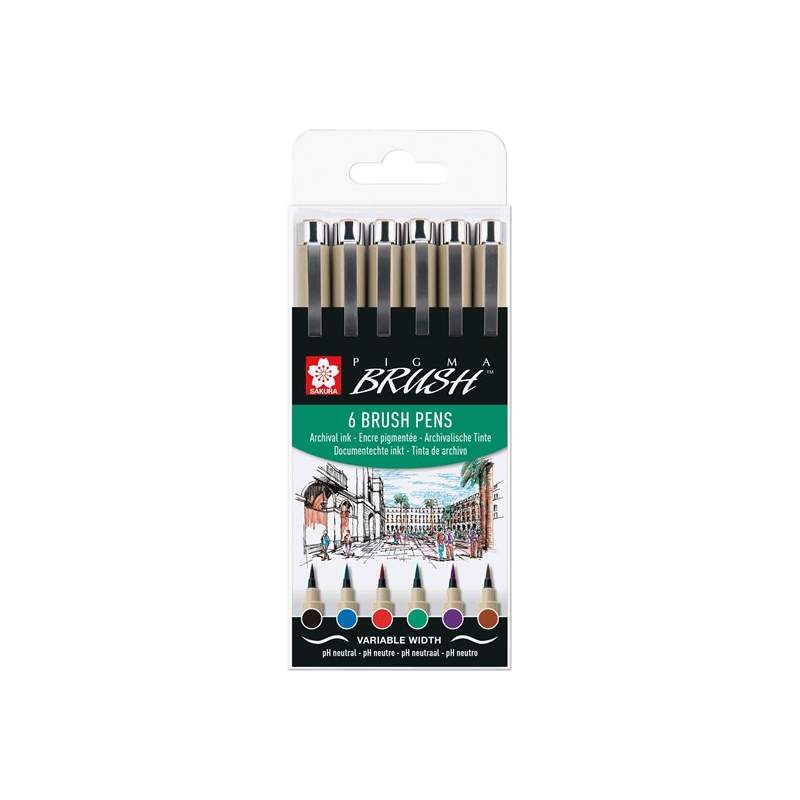 RAYART - set de 6 couleurs de base Pigma Brush Sakura - Tunisie Meilleur Prix (Beaux-Arts, Graphique, Peinture, Acrylique, Huile