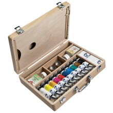 Coffret couleurs à l'huile dans une boîte en bois, avec 10 couleurs en tubes de 40 ml + accessoires. VAN GOGH
