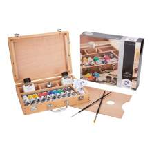 Coffret couleurs à l'huile dans une boîte en bois, avec 10 couleurs en tubes de 40 ml + accessoires. VAN GOGH