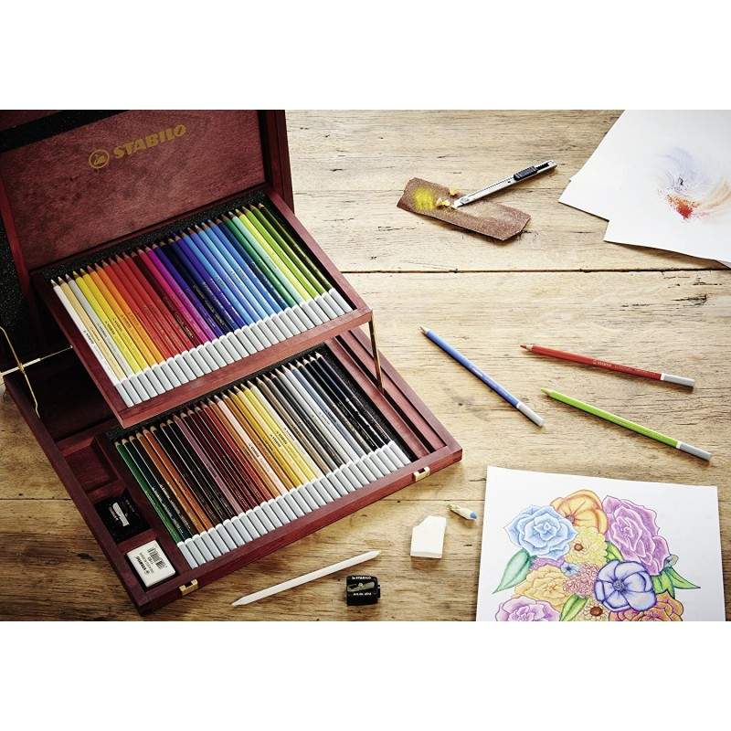 RayArt Coffret en bois 60 Crayons fusains pastel CarbOthello