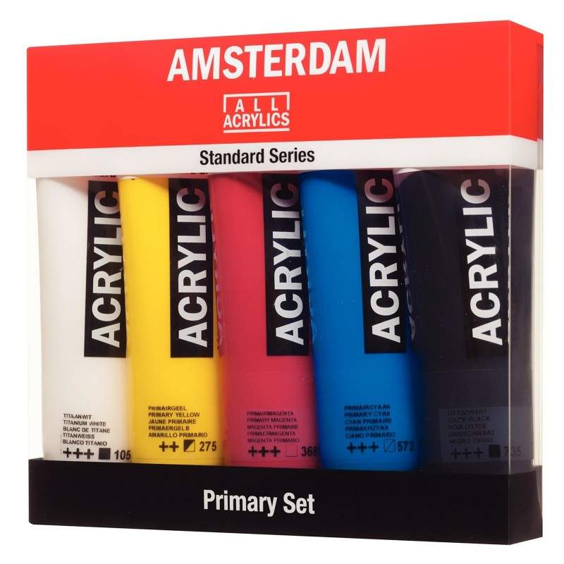 RAYART - Set primaire d’acryliques – Amsterdam Série Standard – 5 x 120 ml - Tunisie Meilleur Prix (Beaux-Arts, Graphique, Peint