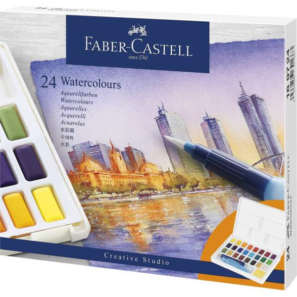 RAYART - Boîte de 24 Aquarelles en godets – Faber-Castell - Tunisie Meilleur Prix (Beaux-Arts, Graphique, Peinture, Acrylique, H