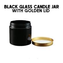 RAYART - Pot de bougie en verre noir avec couvercle doré - Tunisie Meilleur Prix (Beaux-Arts, Graphique, Peinture, Acrylique, Hu