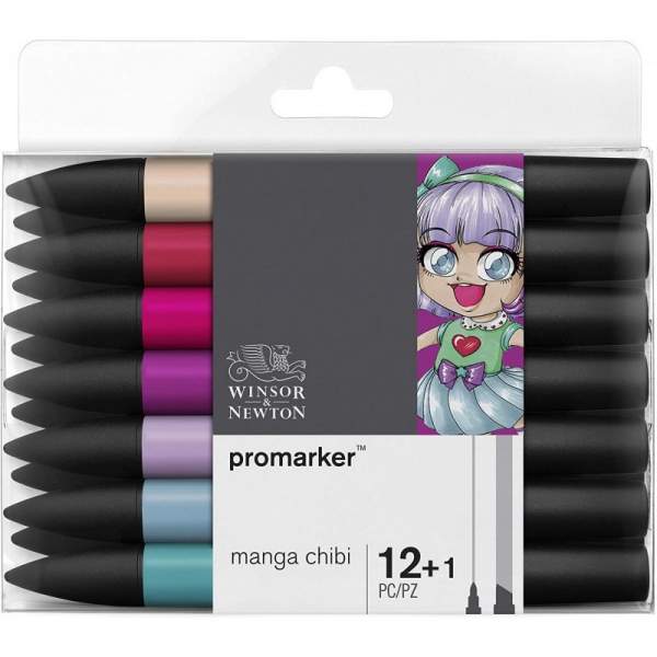 RAYART - Set de 12+1 Promarker Manga Chibi - Winsor & Newton - Tunisie Meilleur Prix (Beaux-Arts, Graphique, Peinture, Acrylique