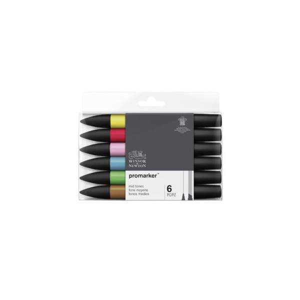 RAYART - Set de 6 Promarker tons moyens - Winsor & Newton - Tunisie Meilleur Prix (Beaux-Arts, Graphique, Peinture, Acrylique, H