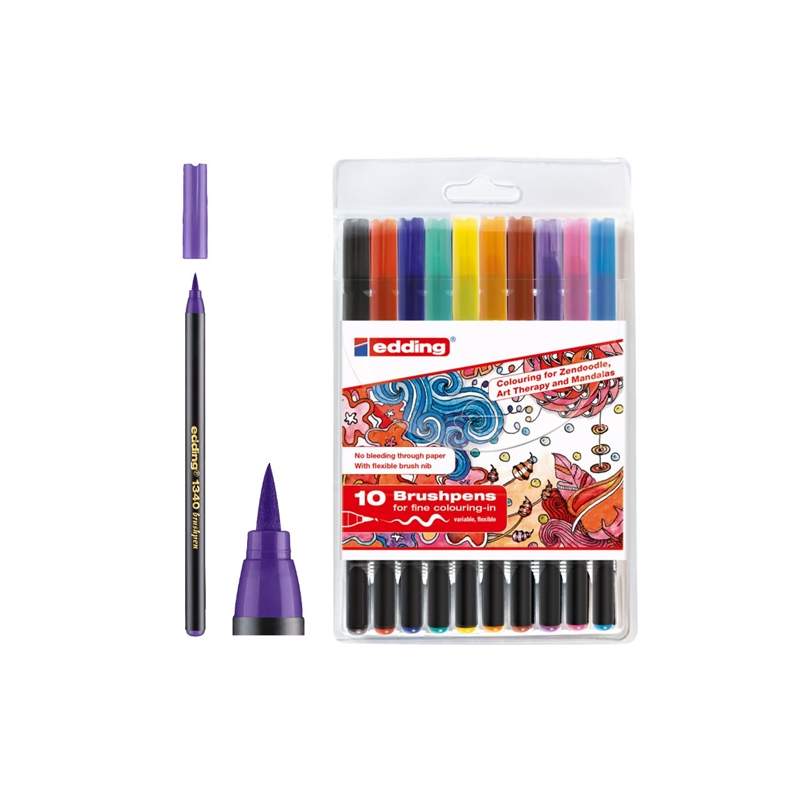 RAYART - Étui avec 10 Feutres Pointe Pinceau – Edding - Tunisie Meilleur Prix (Beaux-Arts, Graphique, Peinture, Acrylique, Huile