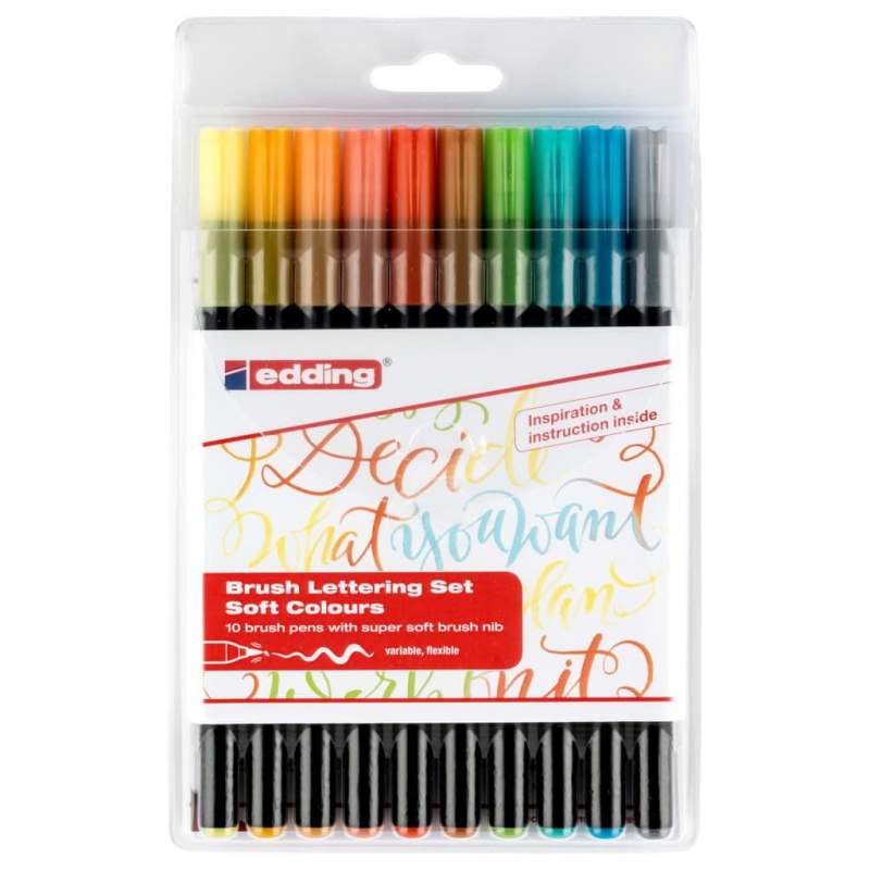 RAYART - Ensemble de lettrage à pinceau 10 pcs Couleurs douces Edding - Tunisie Meilleur Prix (Beaux-Arts, Graphique, Peinture, 
