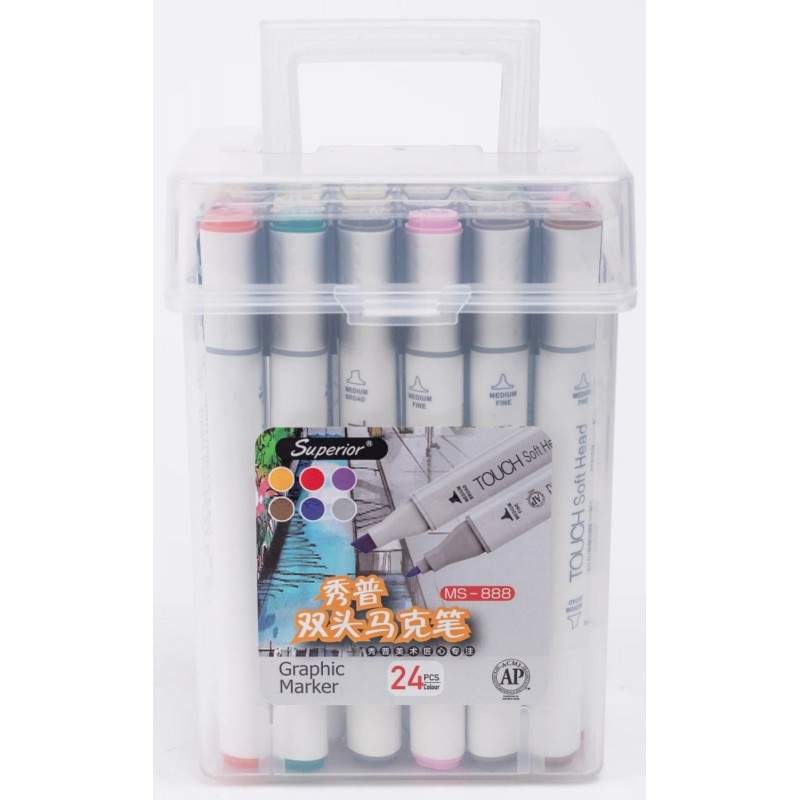 RAYART - Coffret de 24 Marqueurs à alcool double pointe – Superior Art Markers – Touch - Tunisie Meilleur Prix (Beaux-Arts, Grap