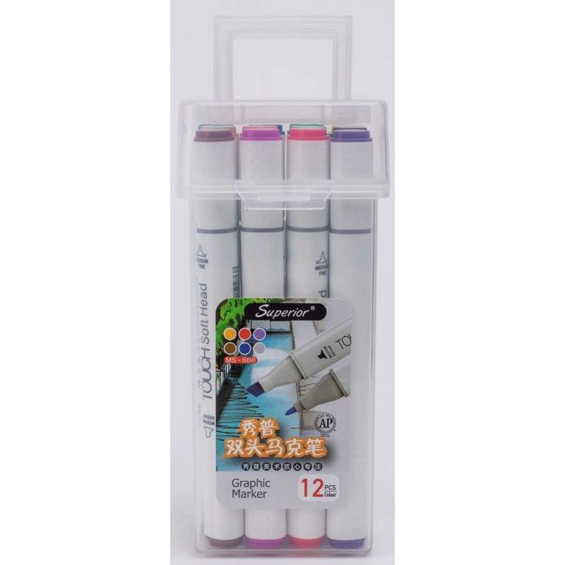 RAYART - Coffret de 12 Marqueurs à alcool double pointe – Superior Art Markers – Touch - Tunisie Meilleur Prix (Beaux-Arts, Grap