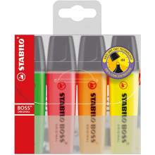 RAYART - Pochette de 4 Fluorescents STABILO BOSS ORIGINAL – Assortiment fluo - Tunisie Meilleur Prix (Beaux-Arts, Graphique, Pei